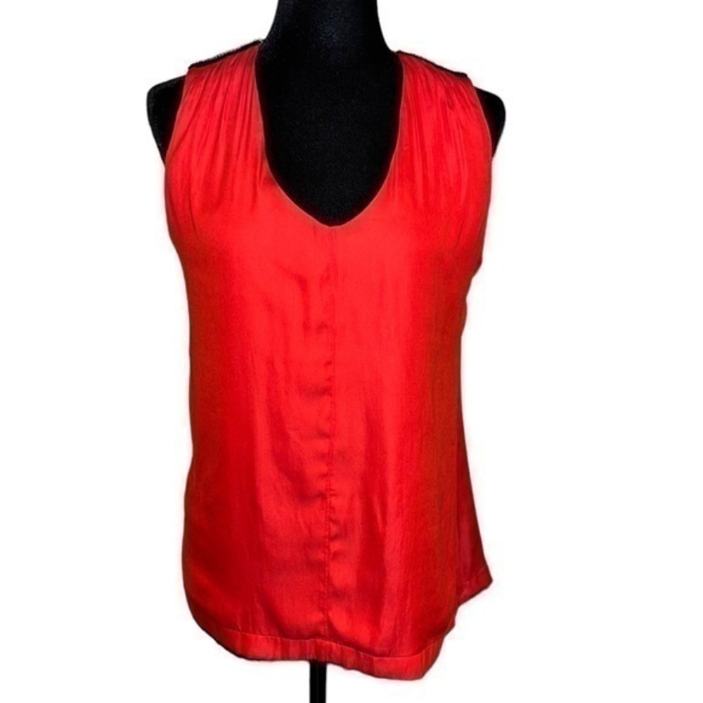 Amichi Vibrant Red Orange Sleeveless Blouse